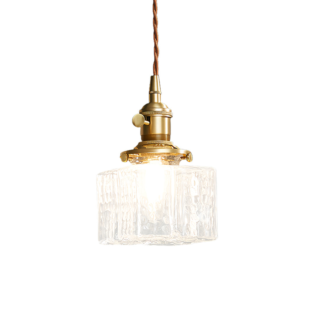 WINDSOR SQUARE GLASS HANGING LANTERN IN ANTIQUE BRASS