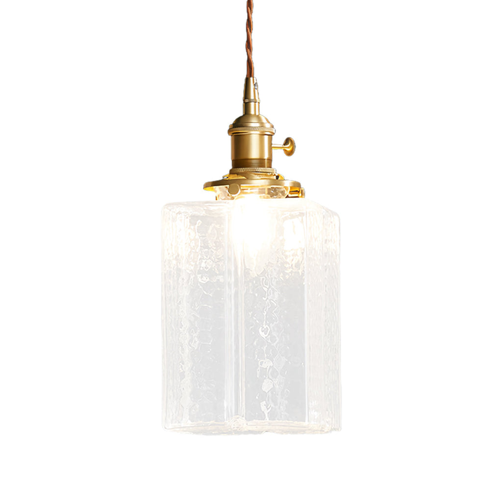 WINDSOR SQUARE GLASS HANGING LANTERN IN ANTIQUE BRASS