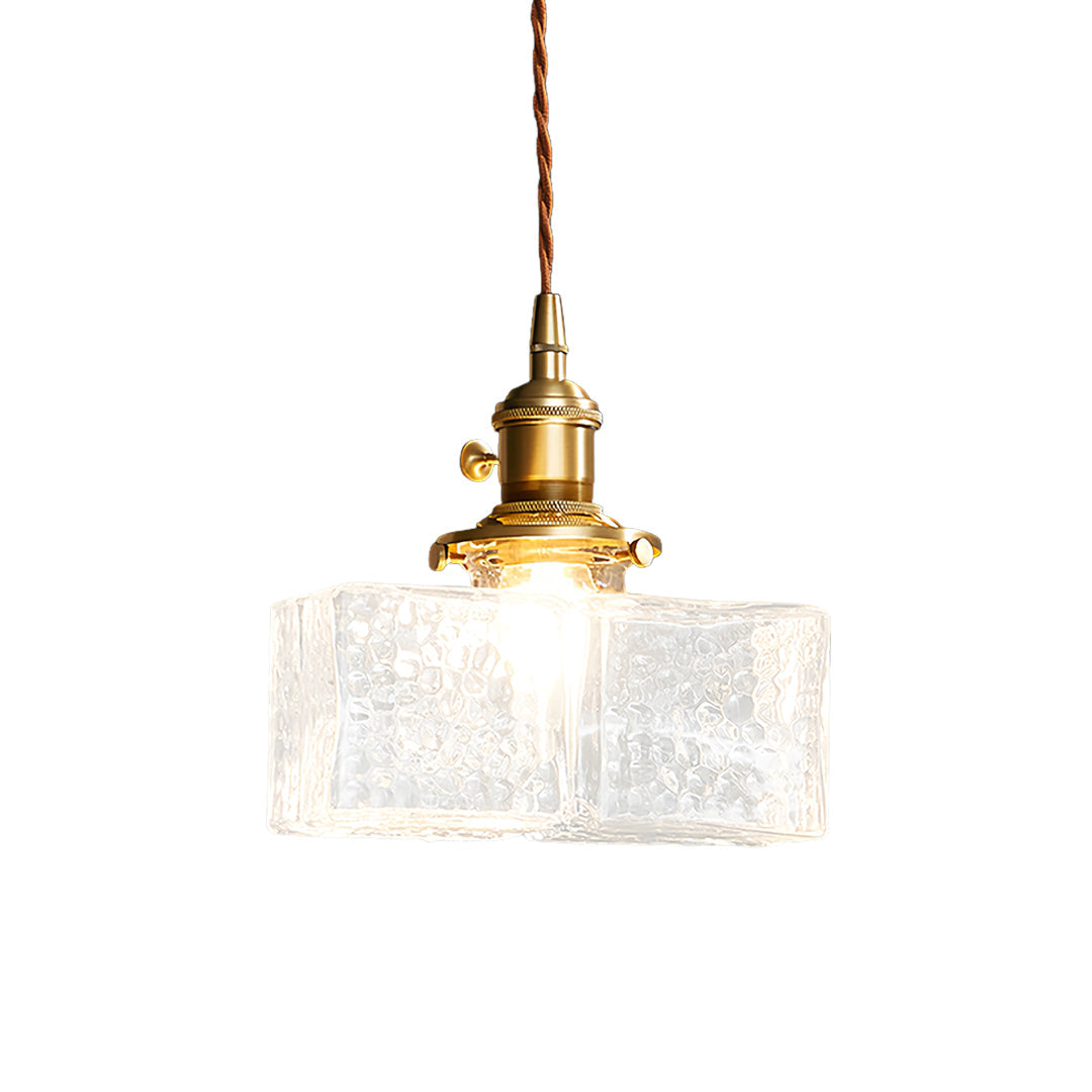 WINDSOR SQUARE GLASS HANGING LANTERN IN ANTIQUE BRASS