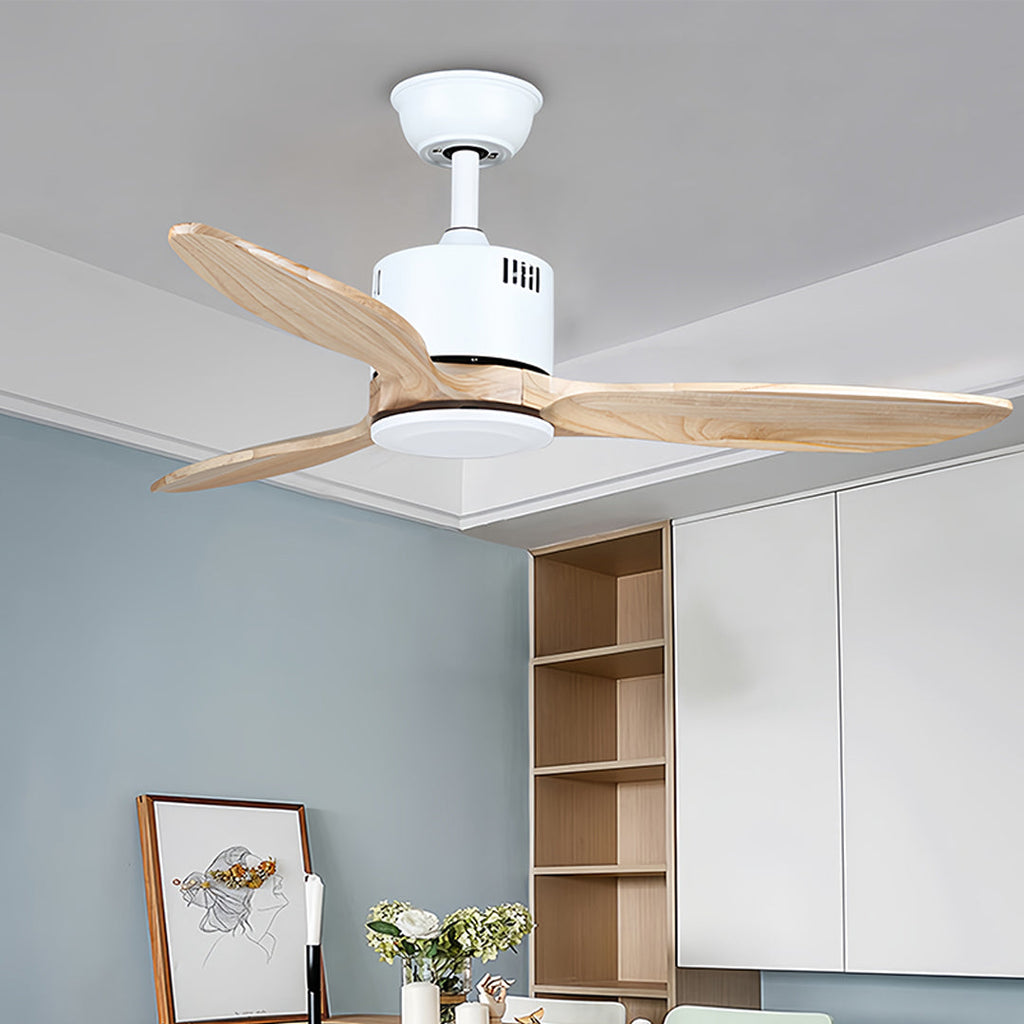 WINTERBOURNE WOODEN FLUSH MOUNT CEILING FAN WITH LIGHT AND SILENT DC MOTOR