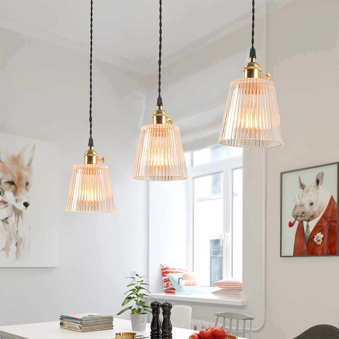 WINTERBOURNE CLEAR GLASS BRASS HANGING LANTERN