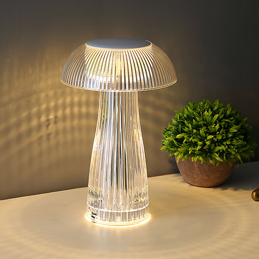 1. **WILLOUGHBY ILLUMINATED ACRYLIC TABLE LAMP**  
   A strikingly clear lamp that combines modern design with portability, perfect for adding a luminous touch to any space.

2. **FENWICK TRANSLUCENT ACRYLIC LAMP**  
   This portable lamp showcases a slee