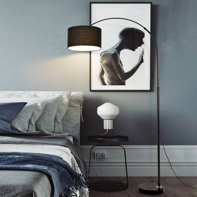 WINTHROP MARBLE-FOOTED ARC LAMP WITH ADJUSTABLE SHADE
