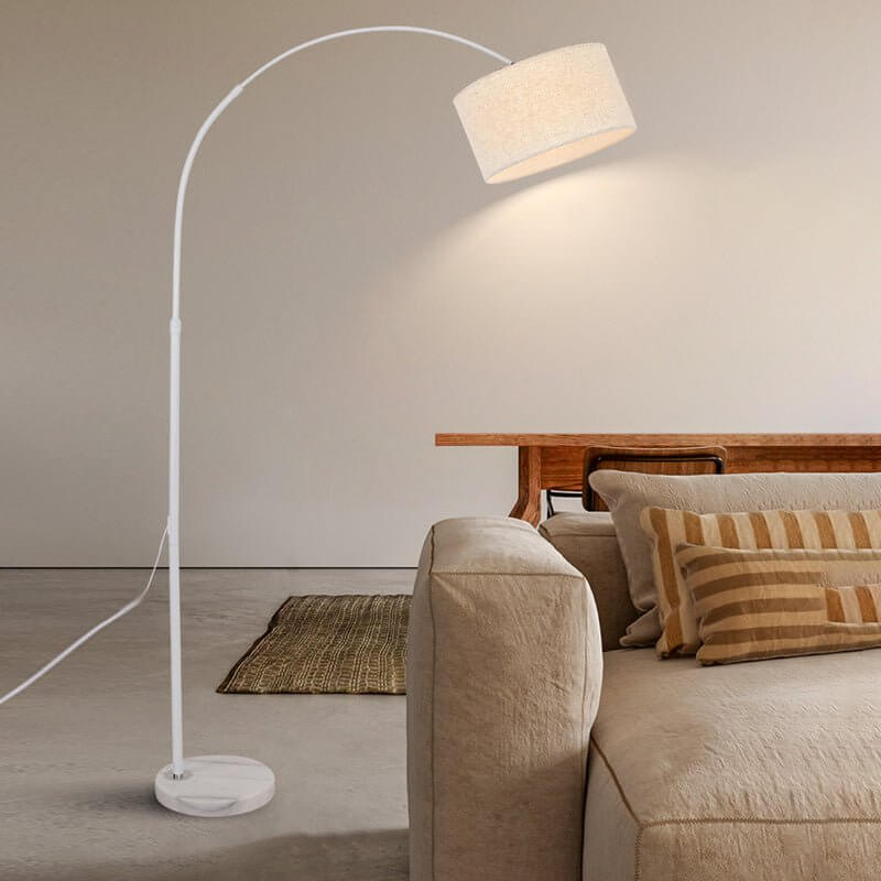 WINTHROP MARBLE-FOOTED ARC LAMP WITH ADJUSTABLE SHADE