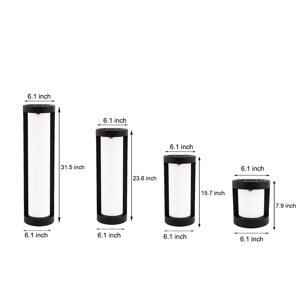1. **SOMERSET SOLAR GLOW PATHWAY BOLLARD** - A striking black cylindrical light that combines solar and wired functionality for illuminating outdoor pathways with sophistication.

2. **WILLOUGHBY NIGHTSCAPE BOLLARD LAMP** - A refined black LED bollard des