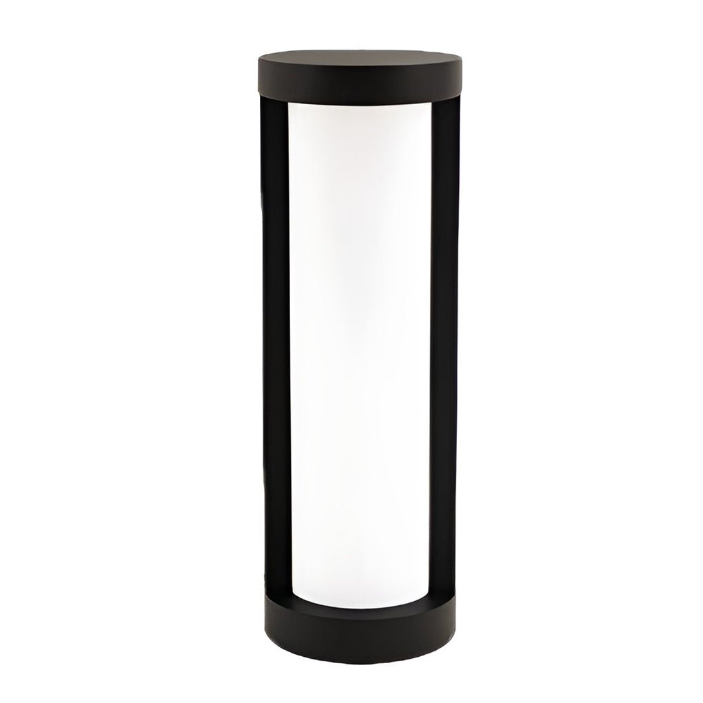 1. **SOMERSET SOLAR GLOW PATHWAY BOLLARD** - A striking black cylindrical light that combines solar and wired functionality for illuminating outdoor pathways with sophistication.

2. **WILLOUGHBY NIGHTSCAPE BOLLARD LAMP** - A refined black LED bollard des