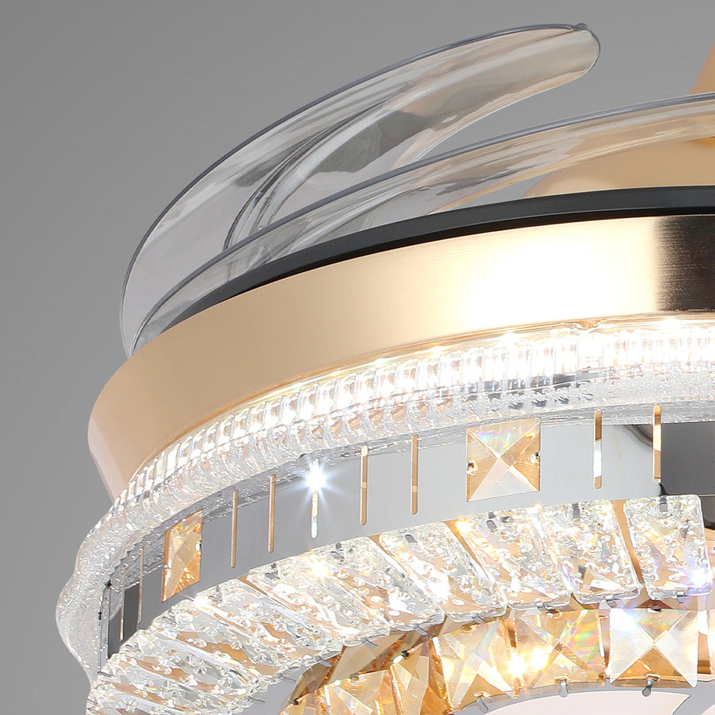 WINDSOR CRYSTAL-ENCRUSTED CEILING FAN WITH INVISIBLE LIGHTING AND FOUR BLADES