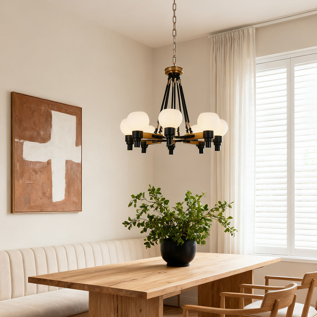 WINTHROP AURORA EIGHT-BULB GLOBE CEILING CHANDELIER