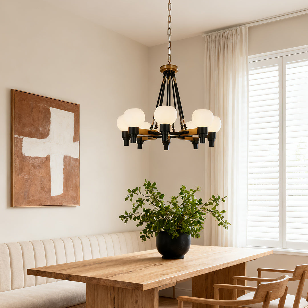 WINTHROP AURORA EIGHT-BULB GLOBE CEILING CHANDELIER