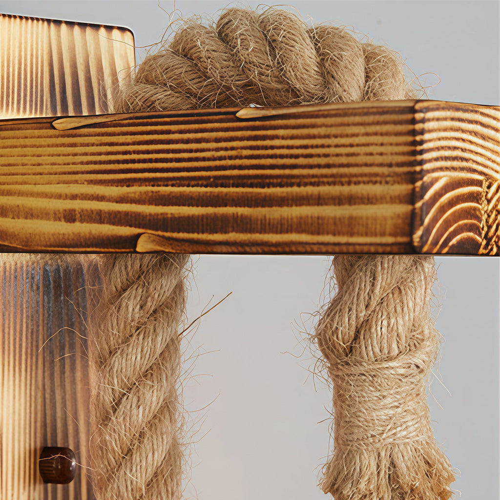 RAVENWOOD RUSTIC IRON AND HEMP ROPE WALL LANTERN
