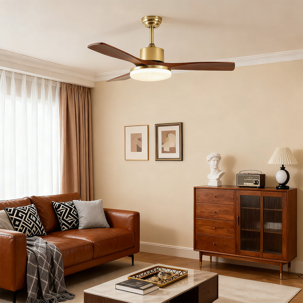 WHITGIFT WOODEN TRIO CEILING LIGHT FAN WITH REMOTE