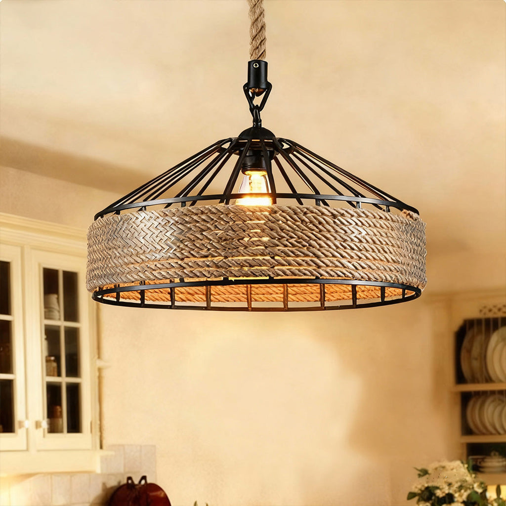 WINDSOR HEMP-WRAPPED CIRCULAR CEILING LANTERN