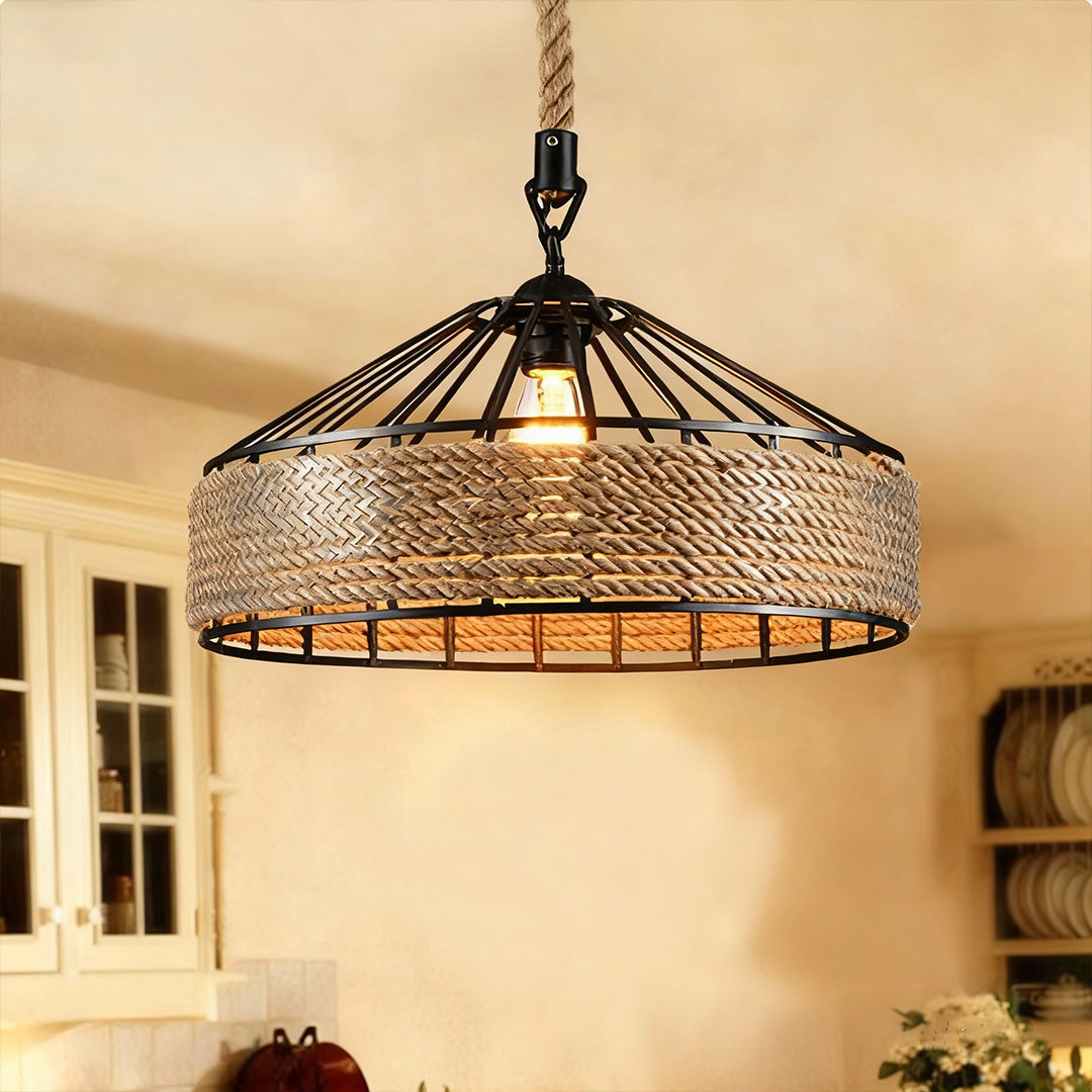 WINDSOR HEMP-WRAPPED CIRCULAR CEILING LANTERN