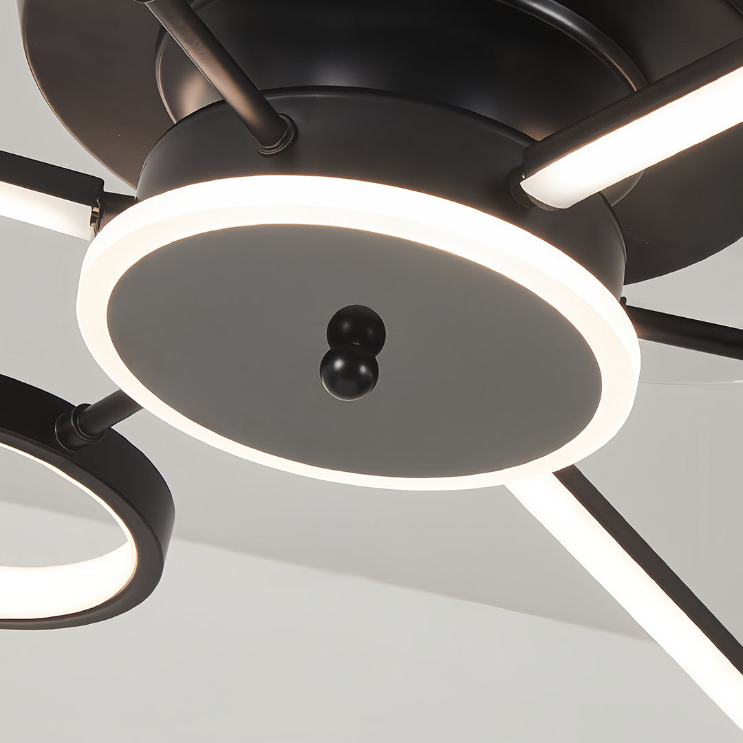 RAVENHALL TRIPLE-BLADE CEILING FAN WITH ILLUMINATED ACCENTS IN FRENCH VINTAGE BLACK IRON