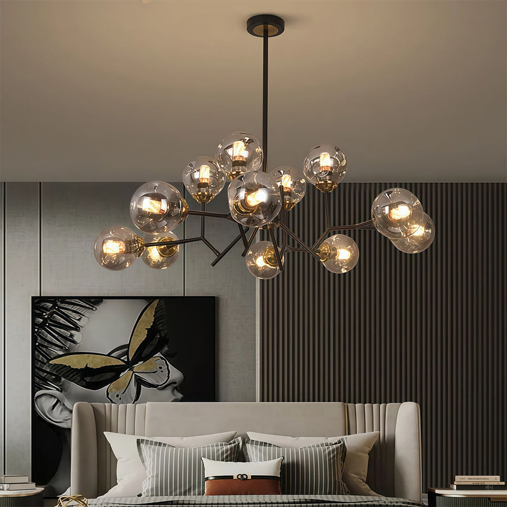 WINTERBOURNE ORB LUMINAIRE, NORDIC INSPIRED GLASS CHANDELIER