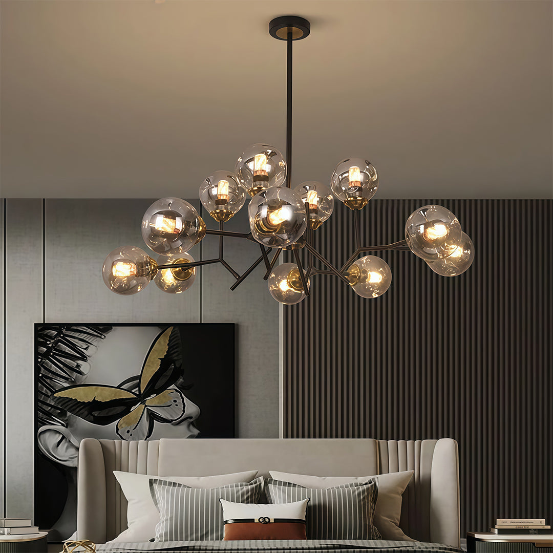 WINTERBOURNE ORB LUMINAIRE, NORDIC INSPIRED GLASS CHANDELIER