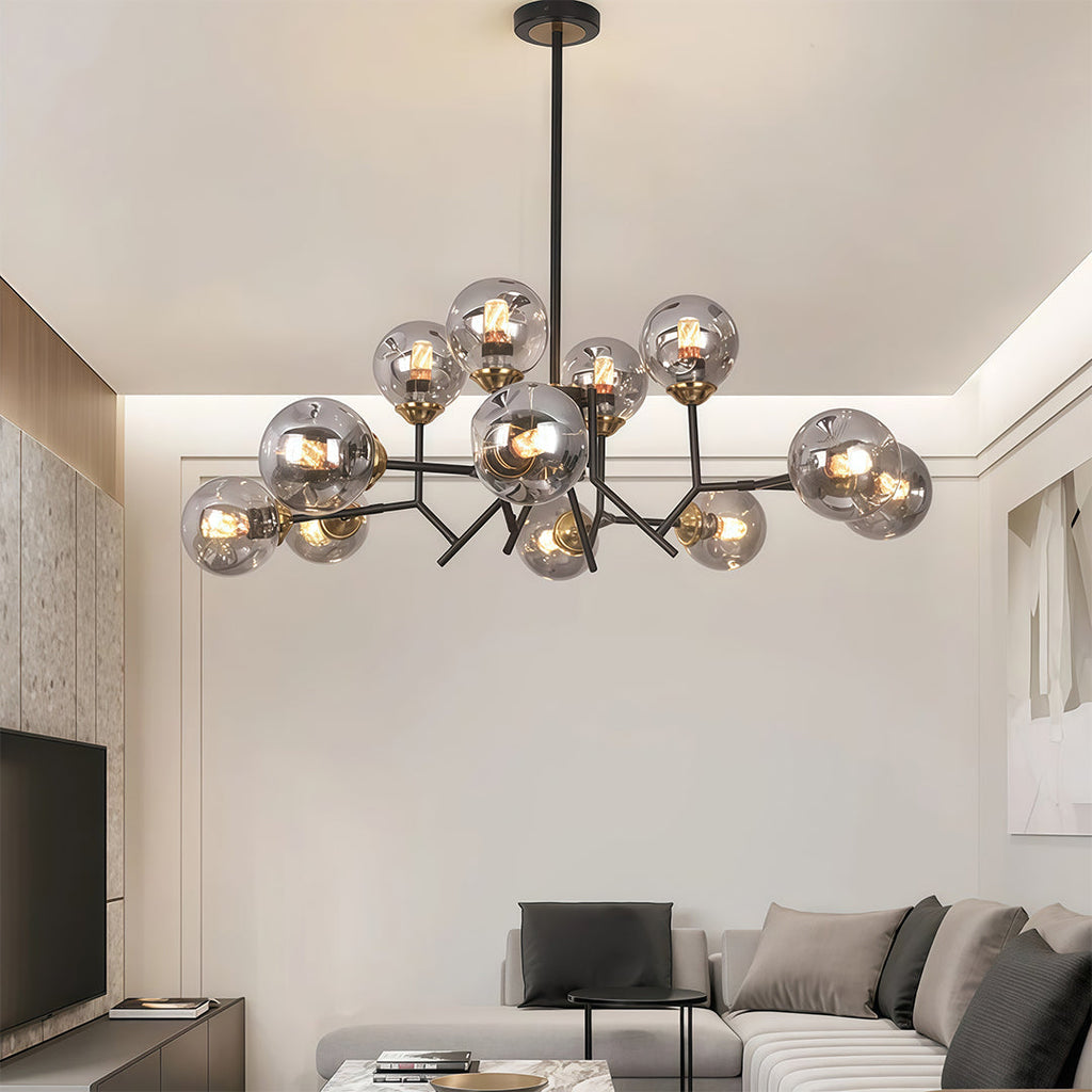 WINTERBOURNE ORB LUMINAIRE, NORDIC INSPIRED GLASS CHANDELIER