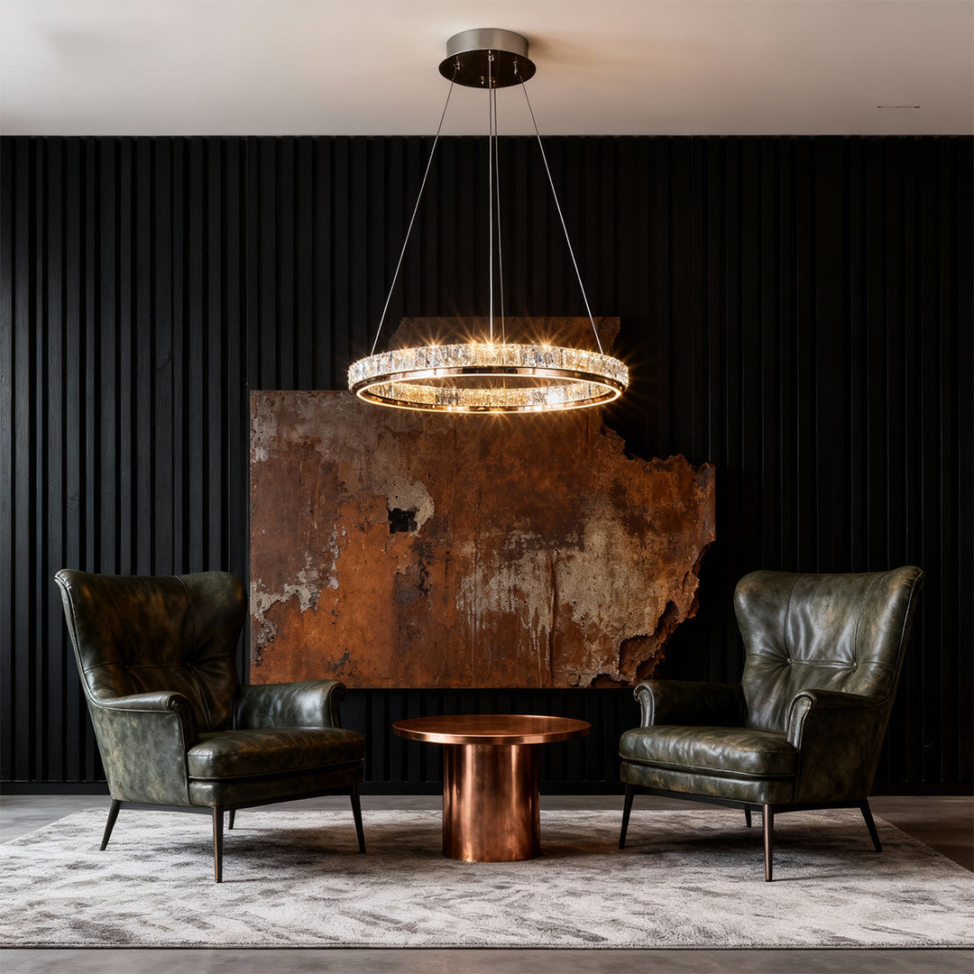 WILLOUGHBY CRYSTAL RING CEILING LUMINAIRE"  
2. "CAVENDISH MODERN GLASS CHANDELIER"  
3. "ASTOR ROUND CRYSTAL ILLUMINATOR"  
4. "MONTGOMERY LUSTROUS RING LIGHT"  
5. "HENLEY SPARKLING CEILING ORB"  
6. "PENROSE CONTEMPORARY CRYSTAL HANGING LIGHT"  
7. "BR