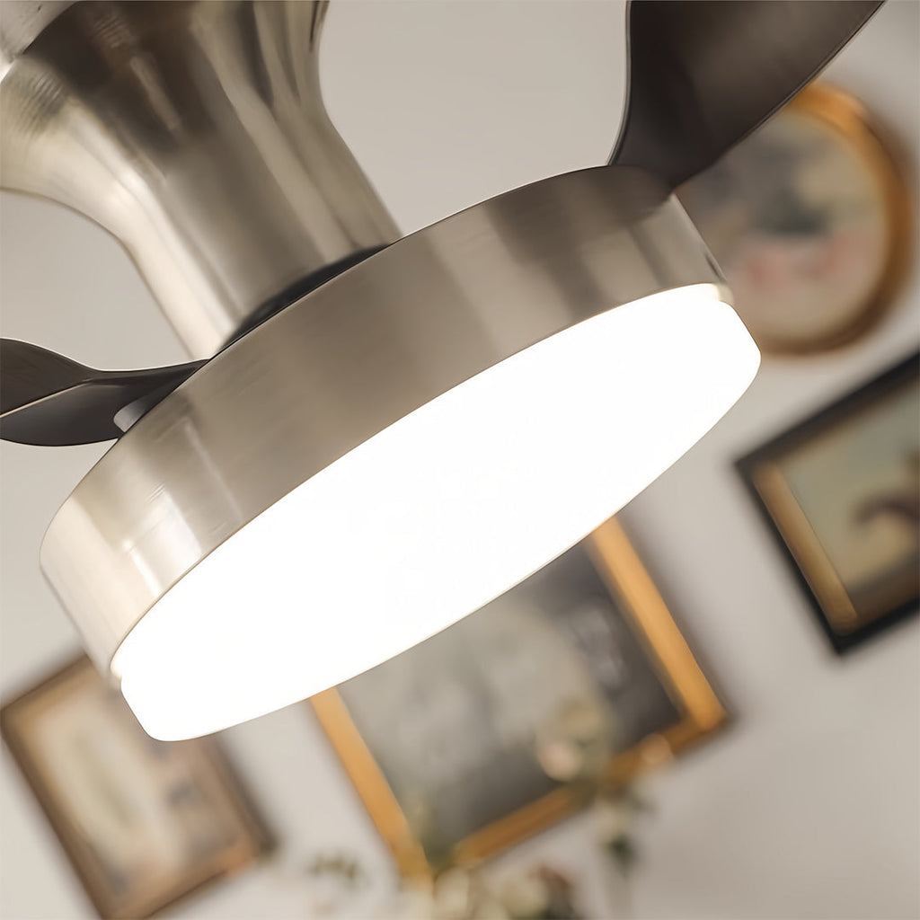 WINTHORPE SILVER 3-BLADE CEILING FAN LAMP WITH FRENCH RETRO ACCENTS