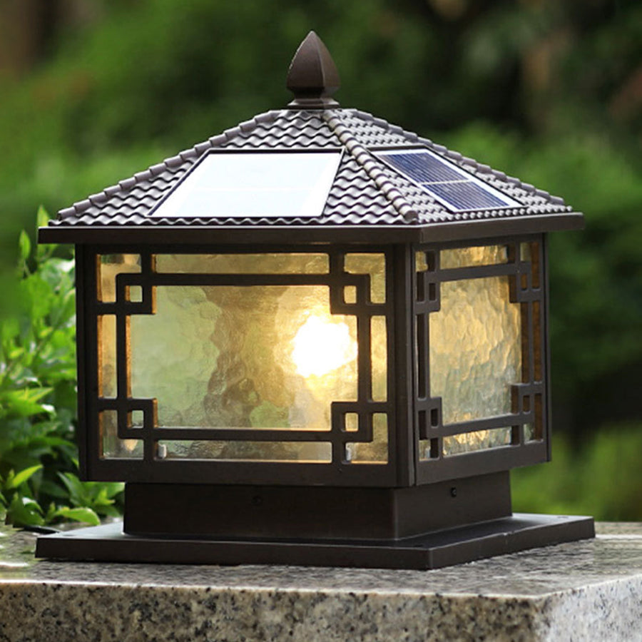WINDSOR SOLAR GARDEN PILLAR LANTERN WITH WEATHERPROOF DESIGN