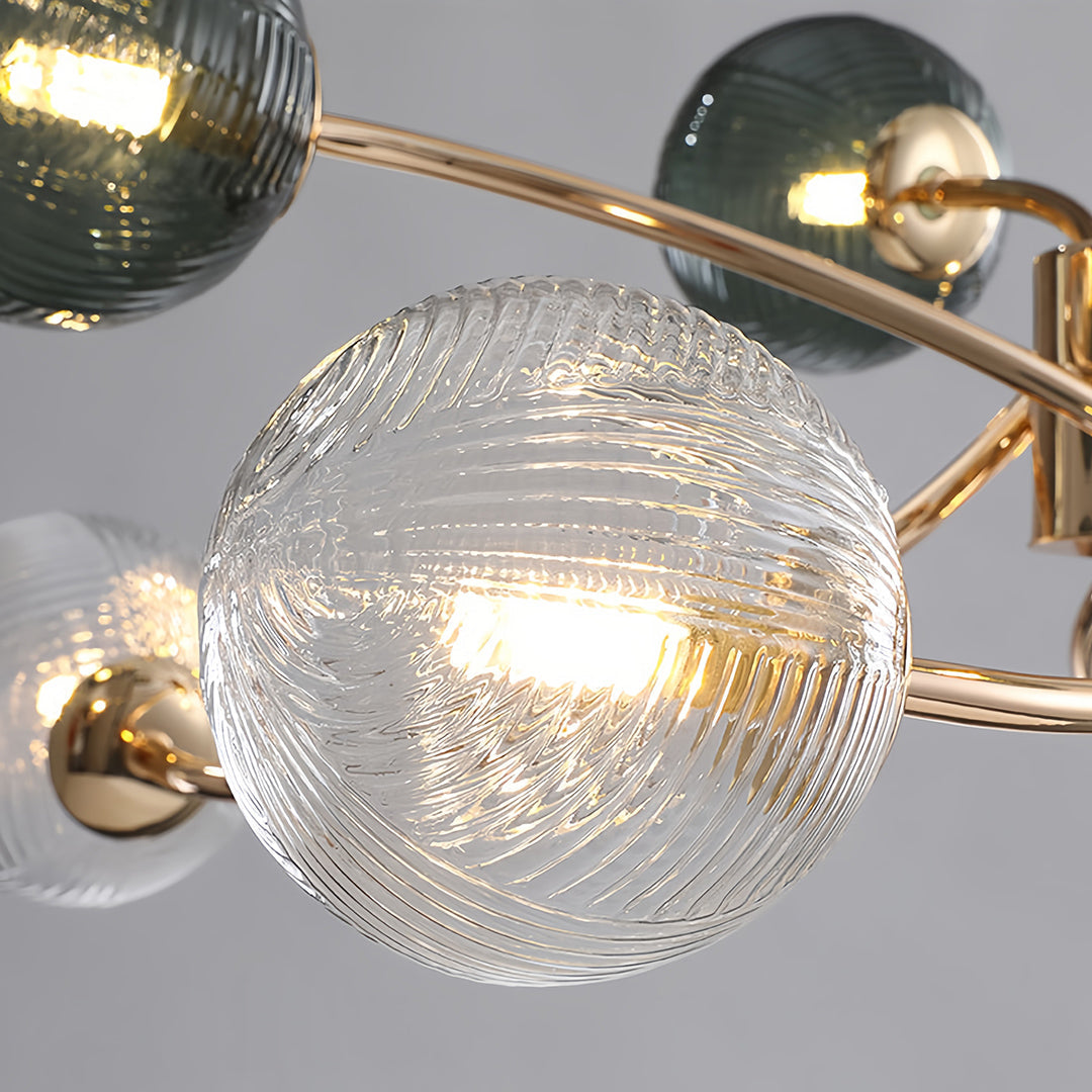 WINTHORPE SIX-BULB GLASS CEILING LANTERN WITH GOLD ACCENTS