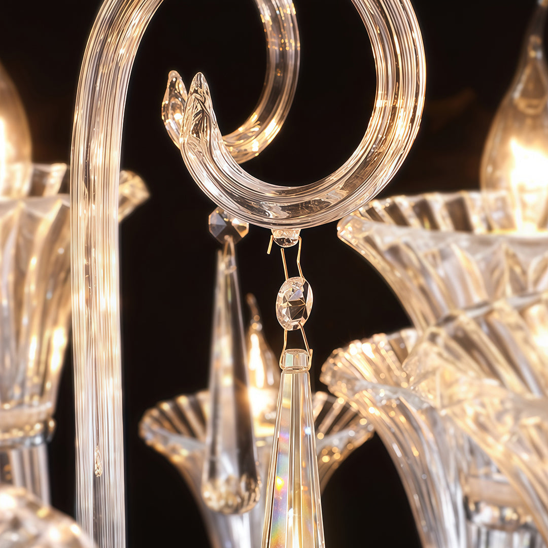 1. **LAVENDULA CRYSTAL SPIRAL CHANDELIER** - A stunning cascade of hand-blown glass in soft lavender hues, designed to illuminate spaces with a graceful twist.

2. **WILLOWSHIRE ARTISAN GLASS CEILING LANTERN** - A captivating blend of intricate glasswork