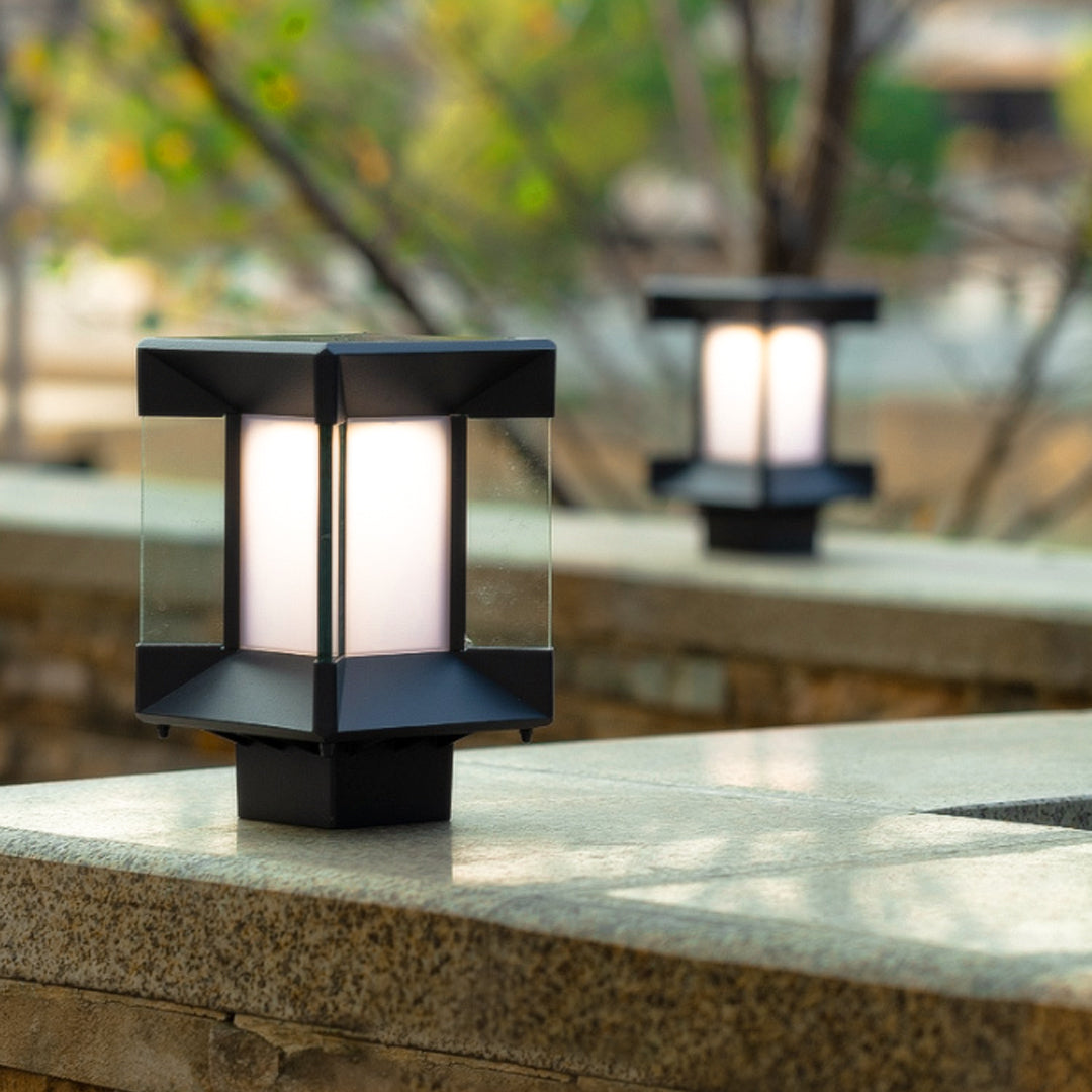 WINTHROP MODERN OUTDOOR PILLAR LANTERN, WEATHERPROOF DESIGN