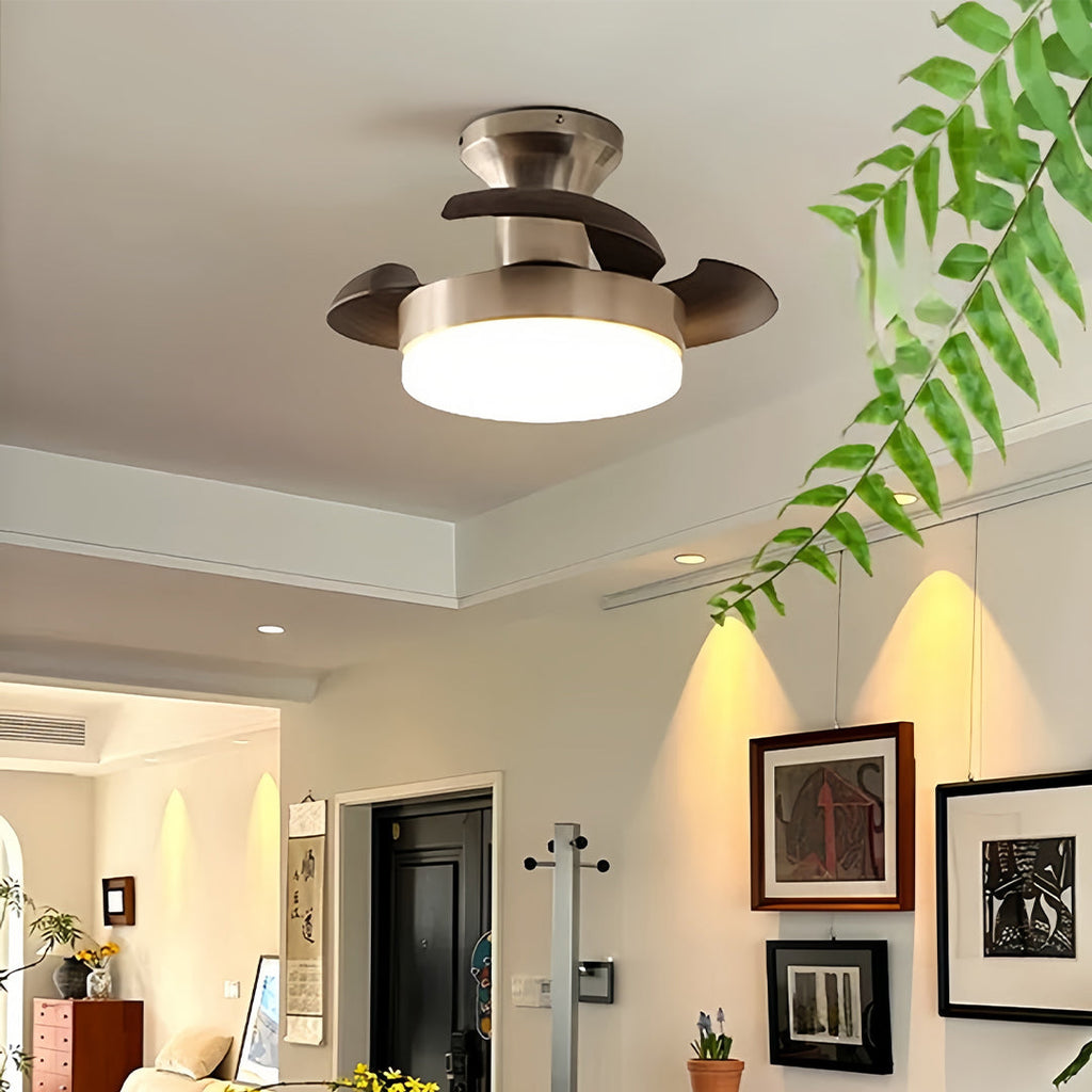 WINTHORPE SILVER 3-BLADE CEILING FAN LAMP WITH FRENCH RETRO ACCENTS