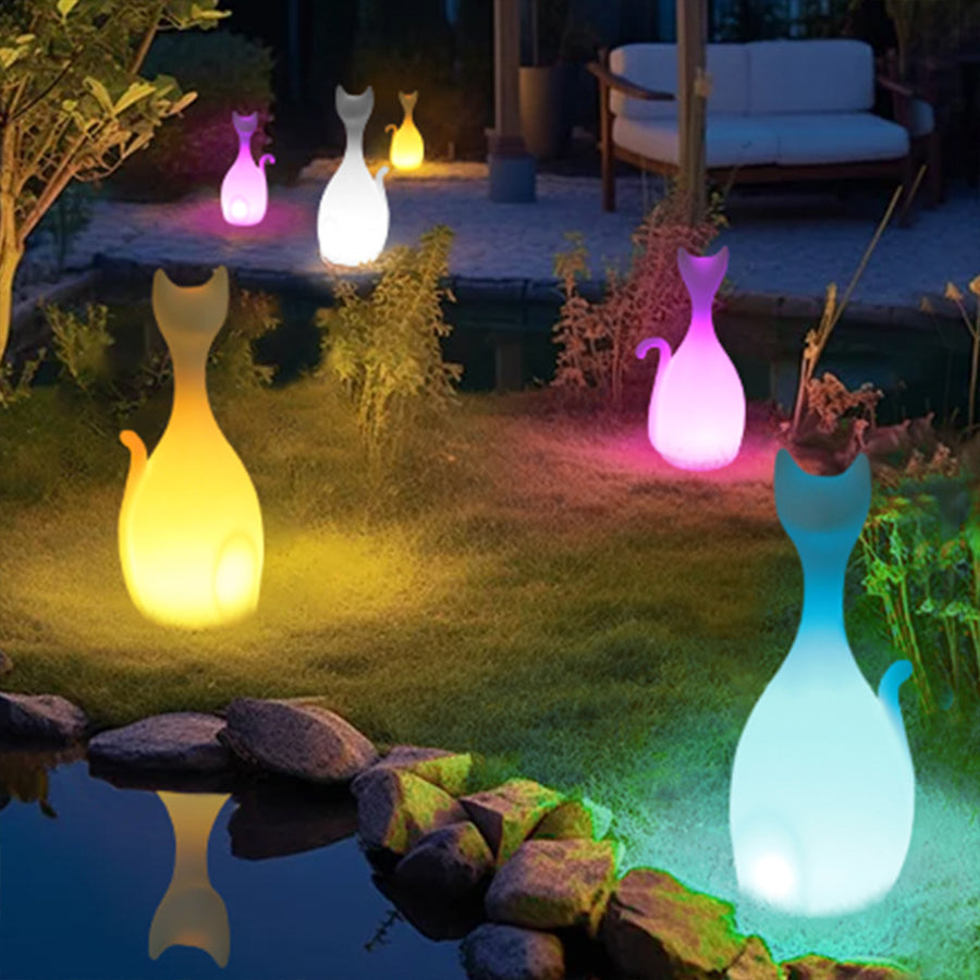 WHISPERING WILLOWS Feline Solar Illumination Sculpture