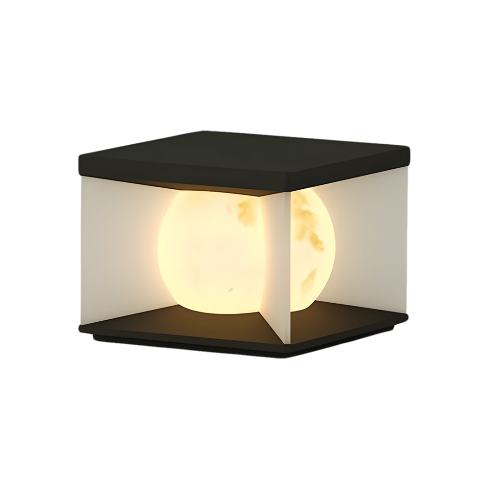 WINCHESTER SQUARE STAINLESS STEEL OUTDOOR PILLAR LIGHT WITH ACRYLIC LAMP SHADE