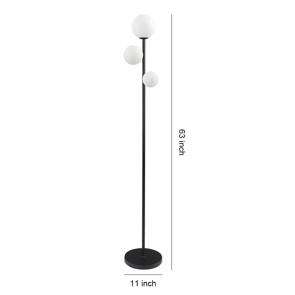 WINTHROP TRIO SPHERE FLOOR LIGHTING IN GILDED BLACK AND WHITE