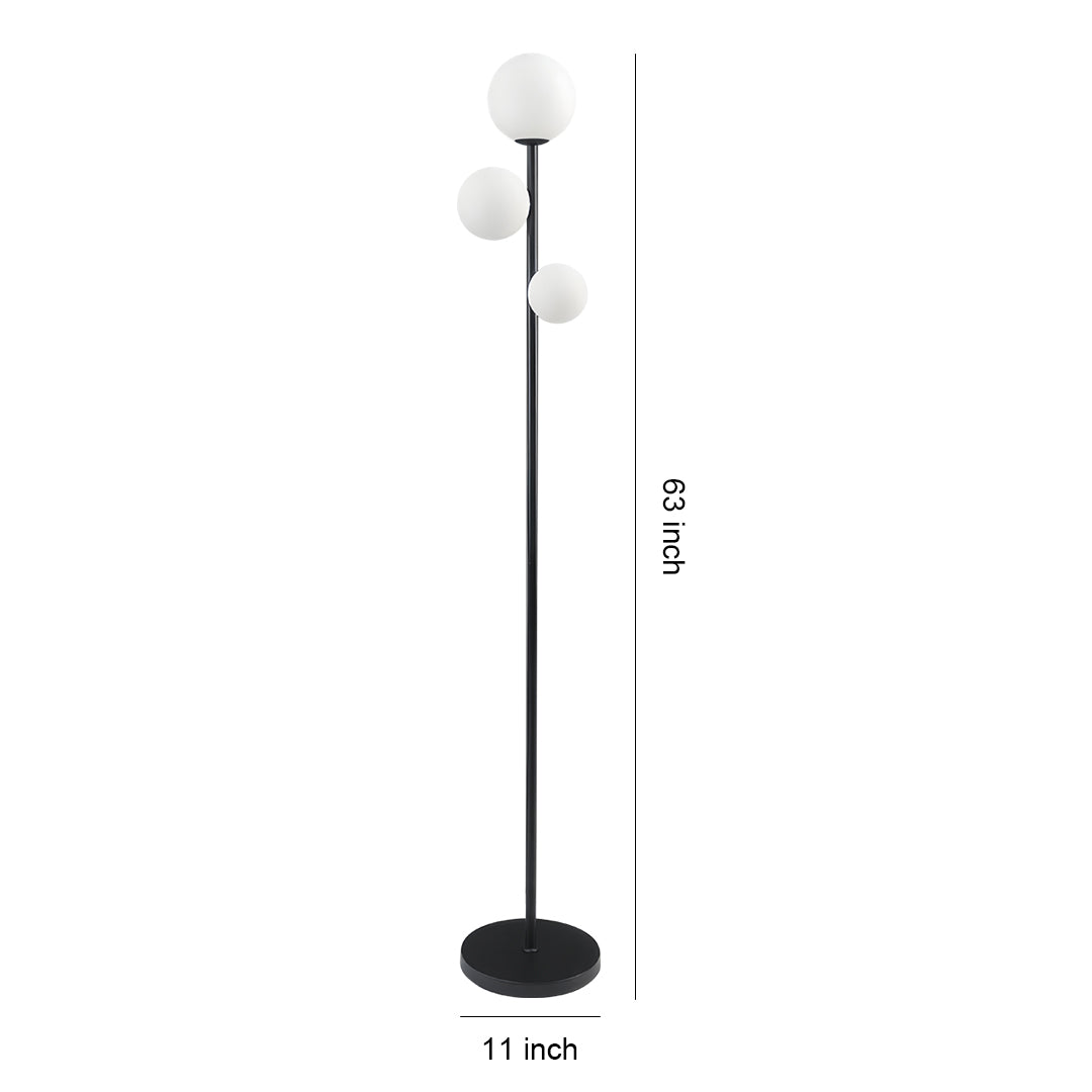 WINTHROP TRIO SPHERE FLOOR LIGHTING IN GILDED BLACK AND WHITE