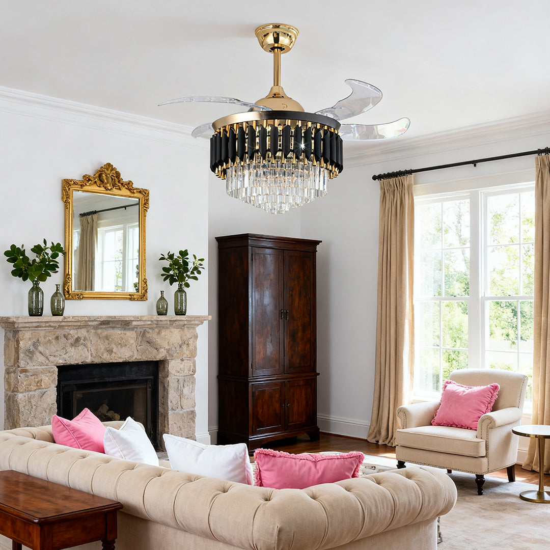 RAVENHURST LUXURY CEILING FAN WITH ILLUMINATION AND TRANSLUCENT BLADES"  
2. "DARTMOOR BLACK CEILING FAN WITH LIGHT AND TRANSPARENT PC BLADES"  
3. "WINSLEIGH TRANSPARENT BLADE CEILING FAN WITH INTEGRATED LIGHTING"  
4. "ASHFORD BLACK CEILING FAN WITH ILL