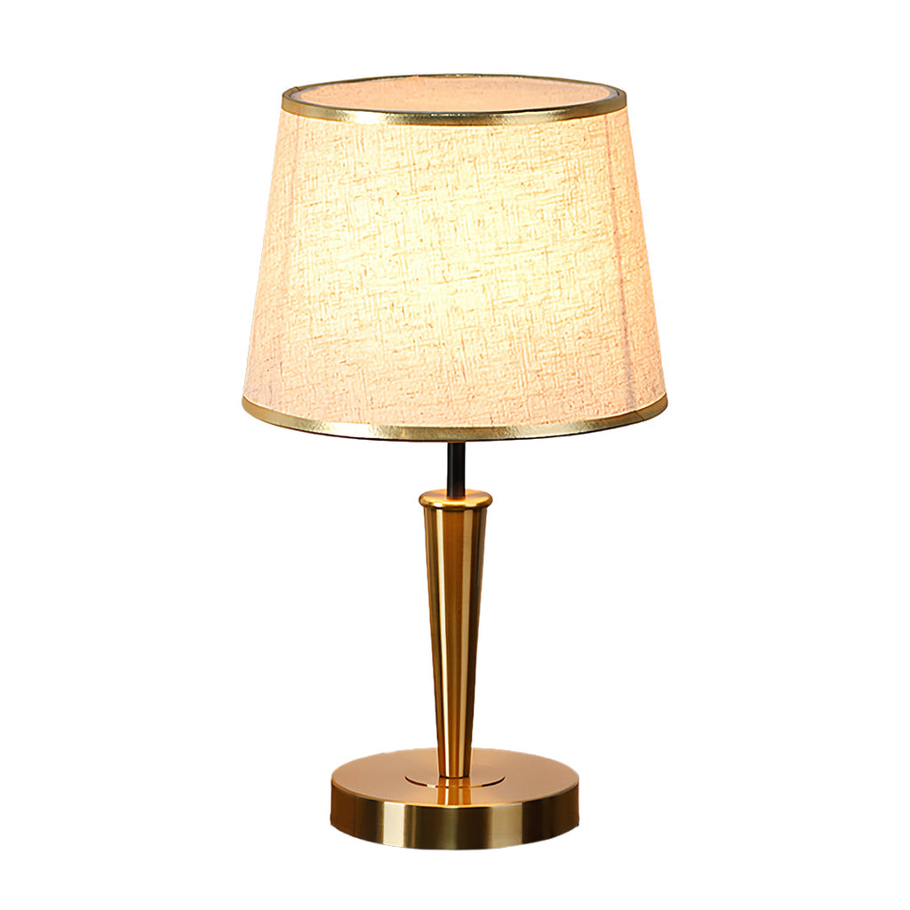 WINTHORPE BRASS LAMP WITH TEXTURED FABRIC SHADE