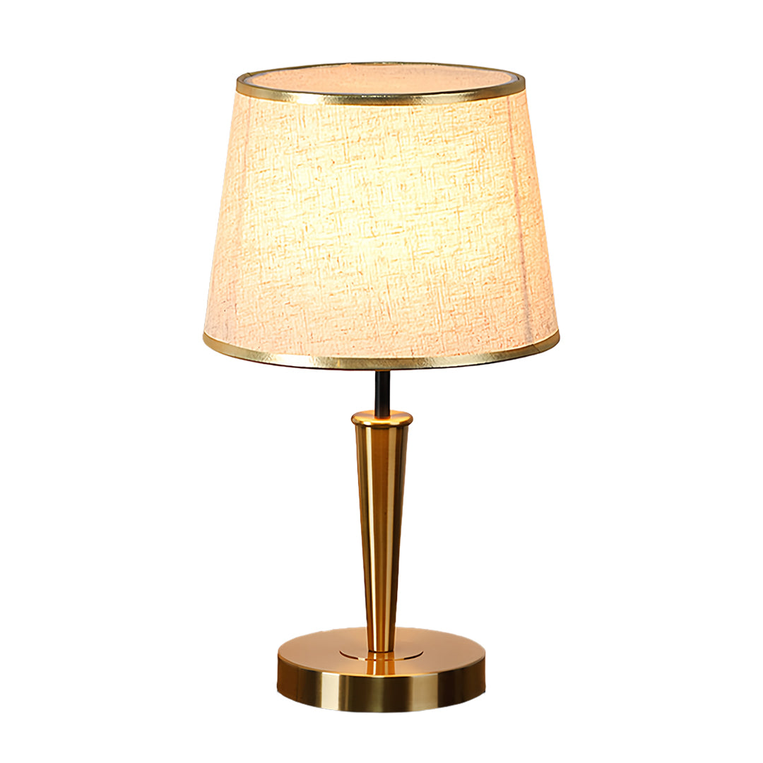 WINTHORPE BRASS LAMP WITH TEXTURED FABRIC SHADE