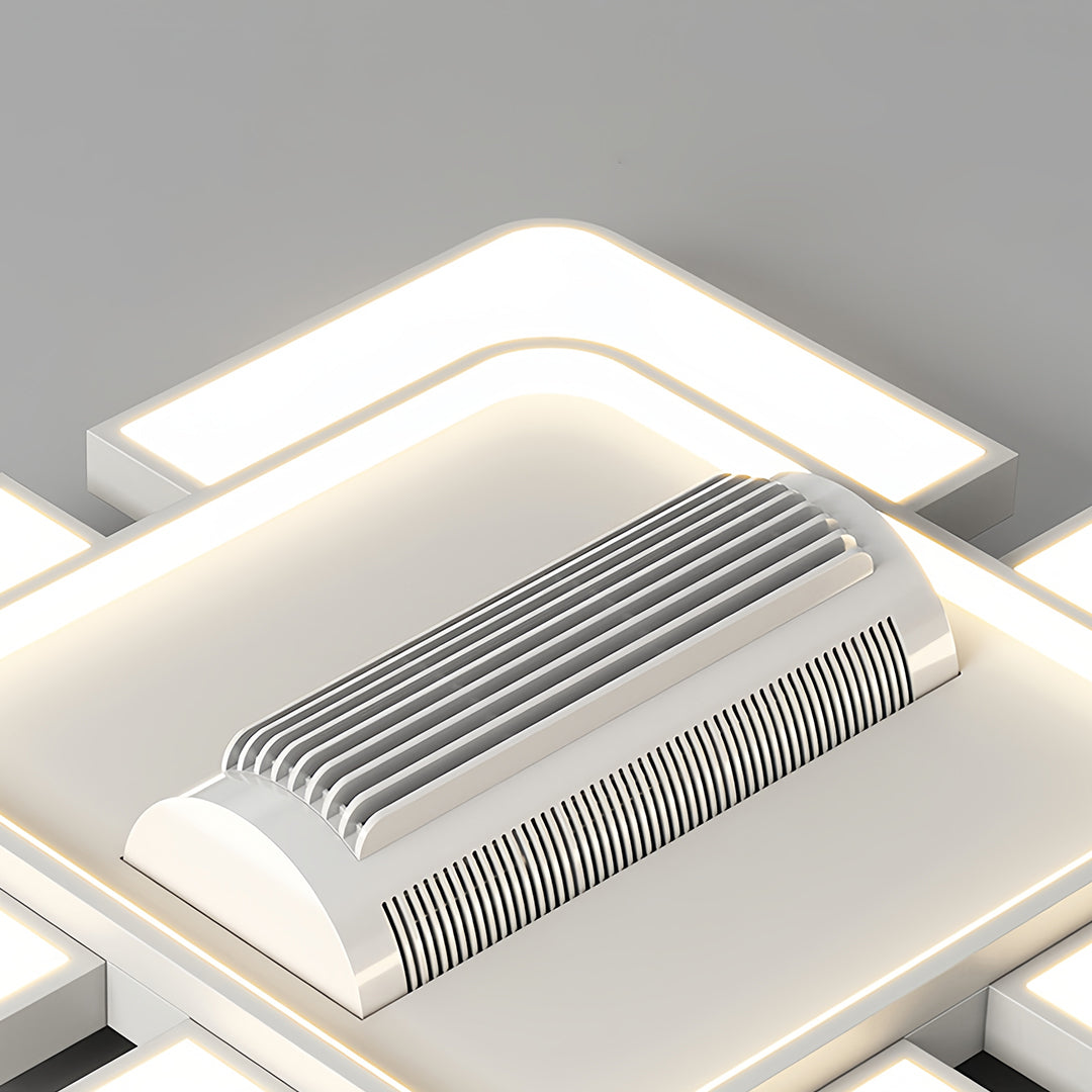 1. **WINSLOW AURORA AIRFLOW LAMP**  
   A modern bladeless ceiling fan featuring a full spectrum LED light, designed for optimal airflow and illumination.

2. **CAVENDISH LUMINAIRE CEILING FAN**  
   A sophisticated bladeless fan with integrated LED light