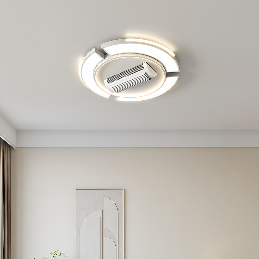 1. **WINSLOW AURORA AIRFLOW LAMP**  
   A modern bladeless ceiling fan featuring a full spectrum LED light, designed for optimal airflow and illumination.

2. **CAVENDISH LUMINAIRE CEILING FAN**  
   A sophisticated bladeless fan with integrated LED light