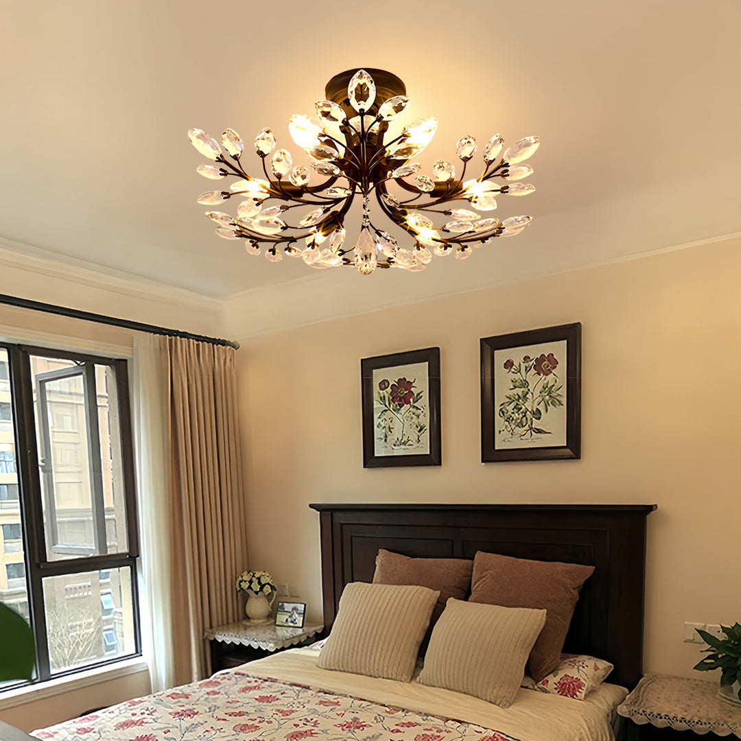 WILLOUGHBY CRYSTAL LEAF FLUSH MOUNT LIGHTING"
2. "HARTFORD GLASS CANOPY CHANDELIER"
3. "MONTCLAIR SEMI-FLUSH CRYSTAL GLOW LIGHT"
4. "PENNINGTON FOLIAGE INSPIRATION CEILING LAMP"
5. "CAVENDISH ARTISAN CRYSTAL FLUSH LIGHT"
6. "ASHFORD NATURAL LEAF CEILING I