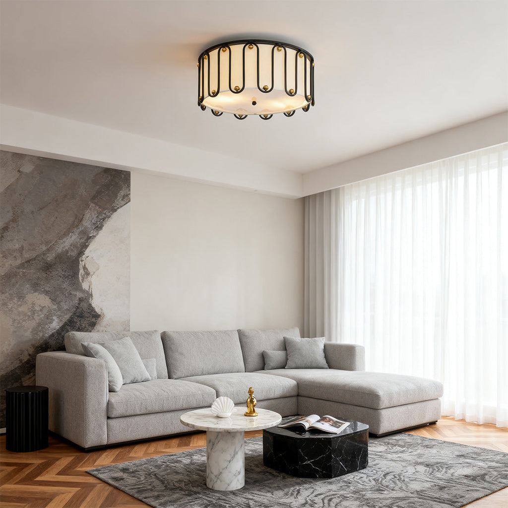 WINTHROP VINTAGE DRUM FLUSH CEILING LANTERN
