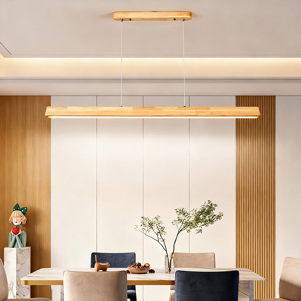 WINTHROP WOODEN SLIMLINE PENDANT WITH WHITE PVC SHADE