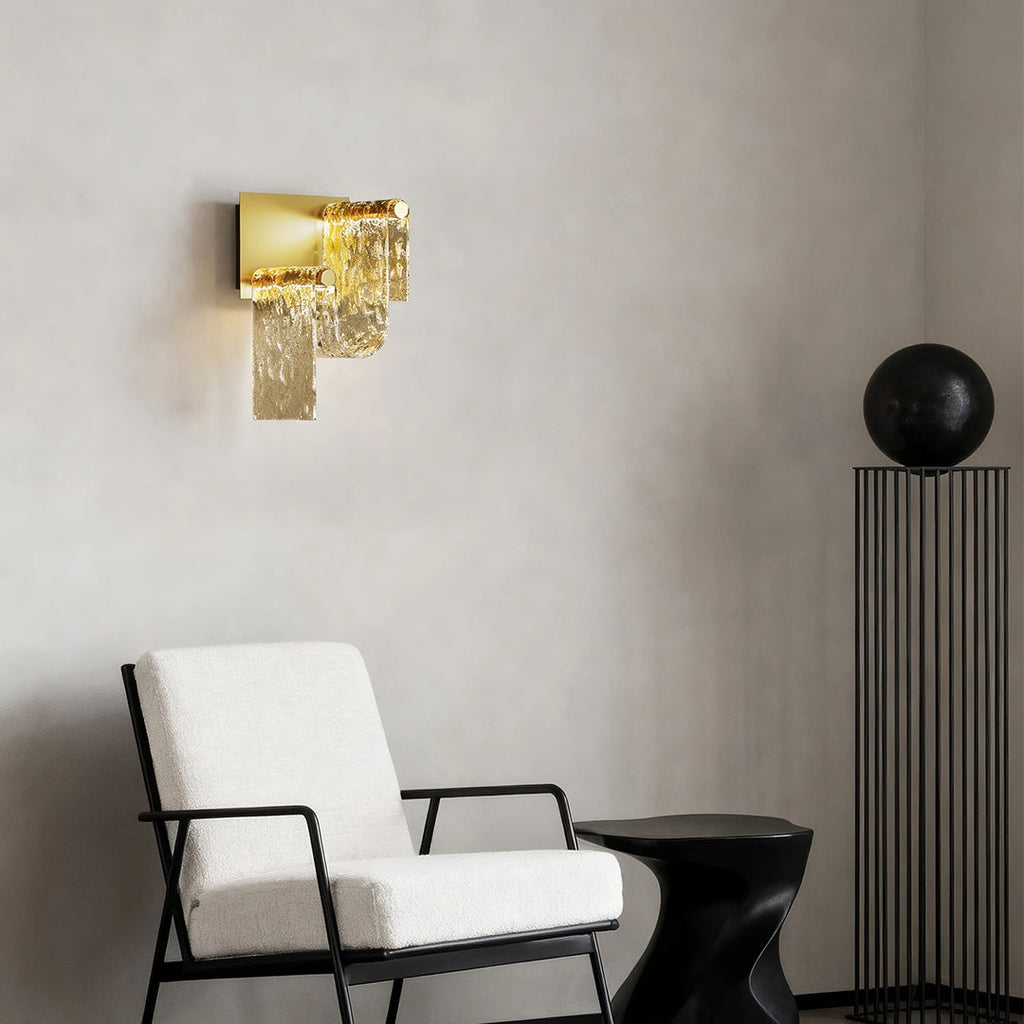 WINTHROP GOLDEN METAL LED WALL SCONCE WITH GLASS ACCENTS