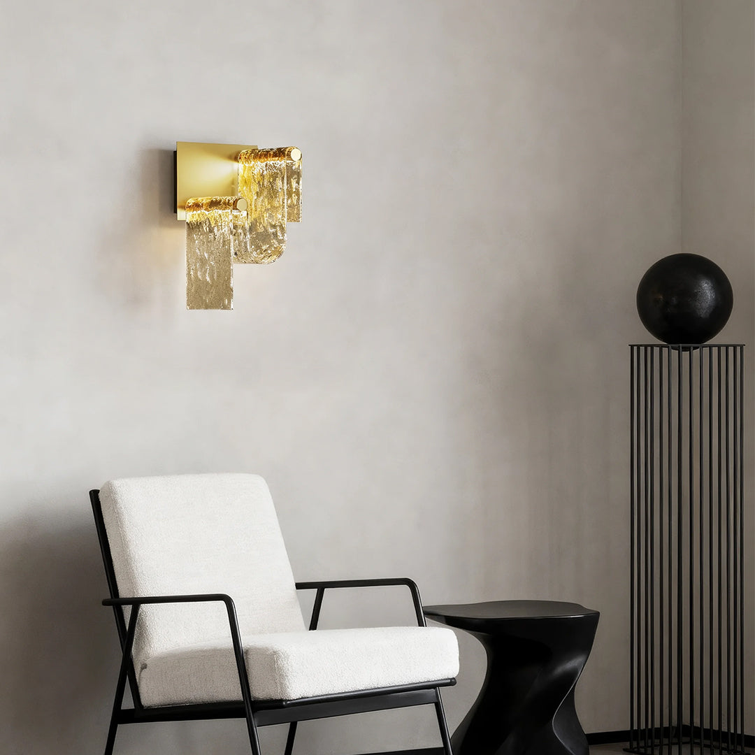 WINTHROP GOLDEN METAL LED WALL SCONCE WITH GLASS ACCENTS