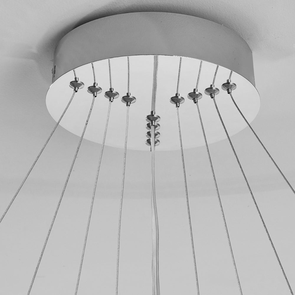 WINTHORPE MODERN TRIPLE-TIERED RING CEILING LIGHT - POLISHED SILVER