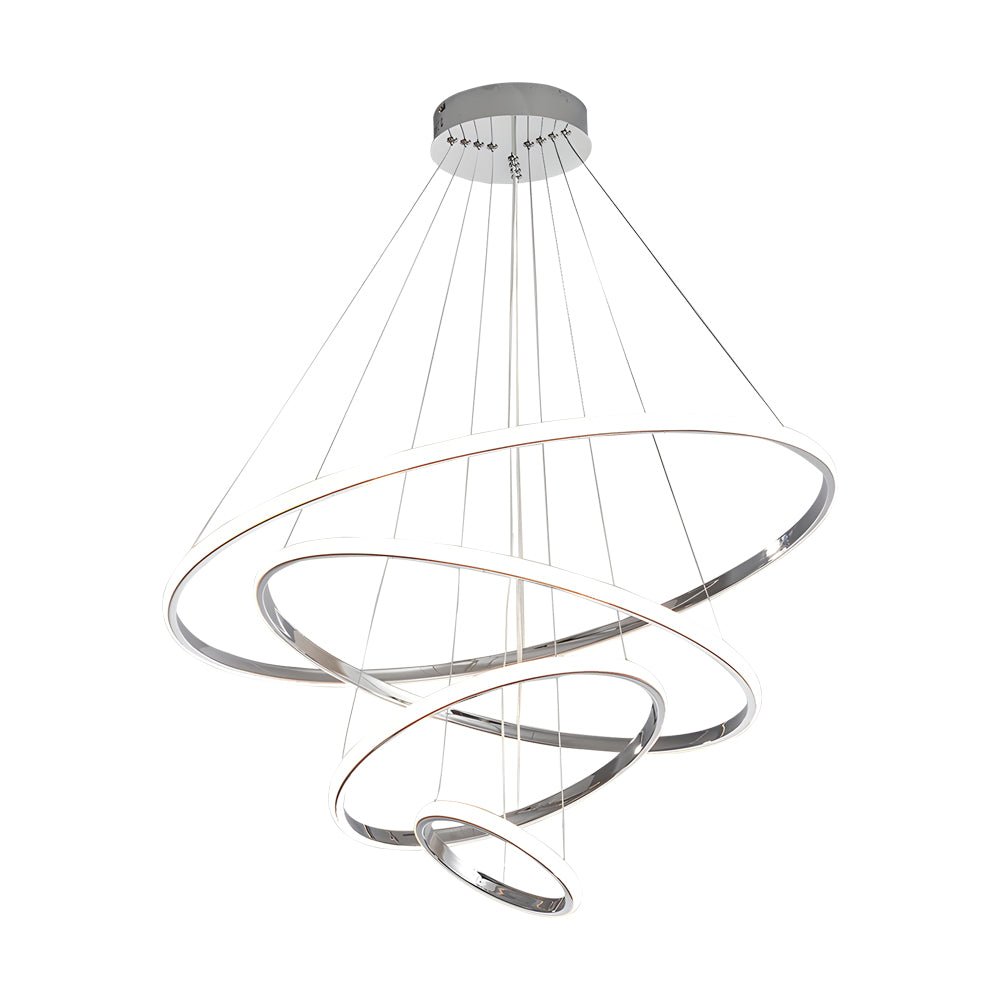 WINTHORPE MODERN TRIPLE-TIERED RING CEILING LIGHT - POLISHED SILVER