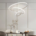 WINTHORPE MODERN TRIPLE-TIERED RING CEILING LIGHT - POLISHED SILVER