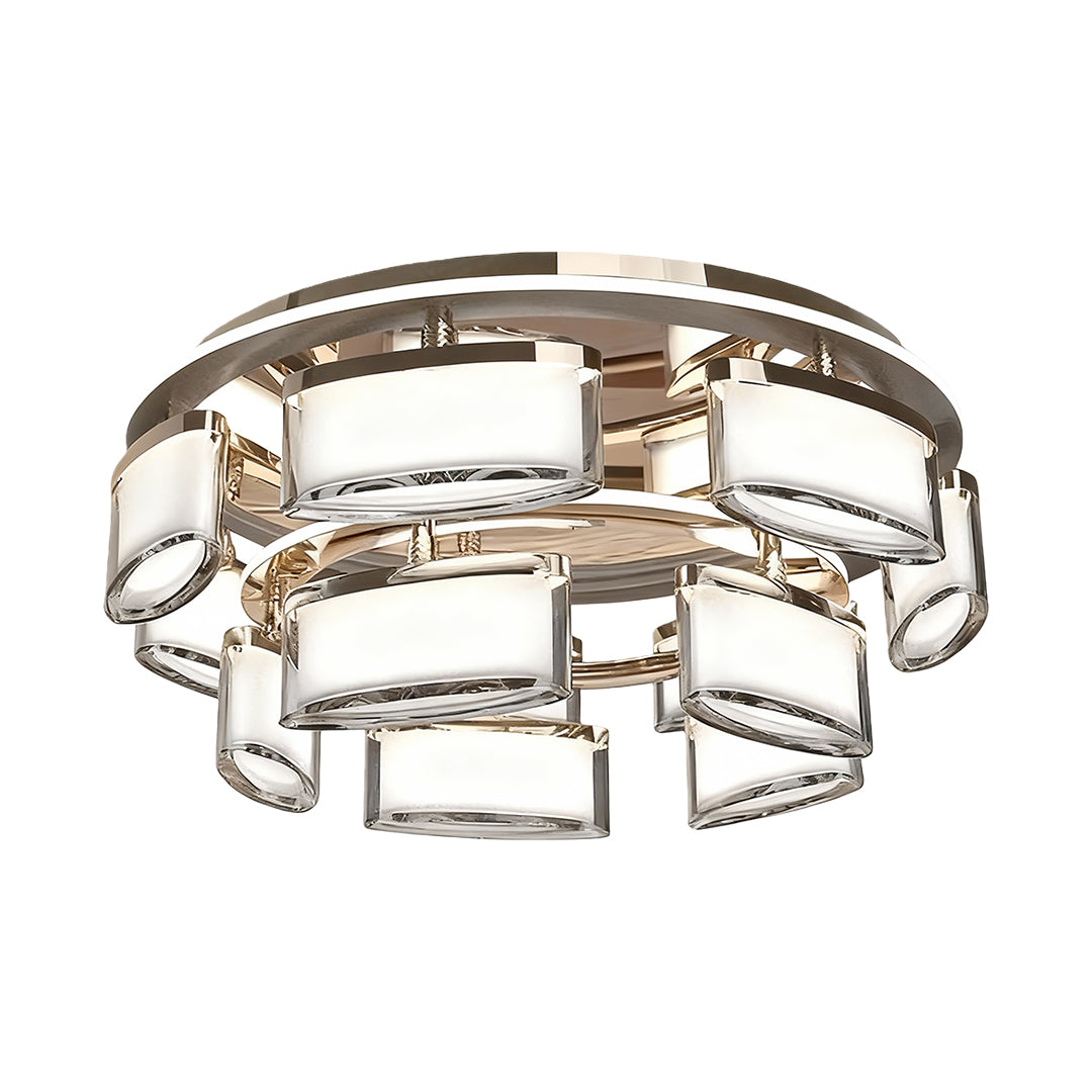 WINDSOR COPPER CRYSTAL FLUSH MOUNT LIGHTING FIXTURE