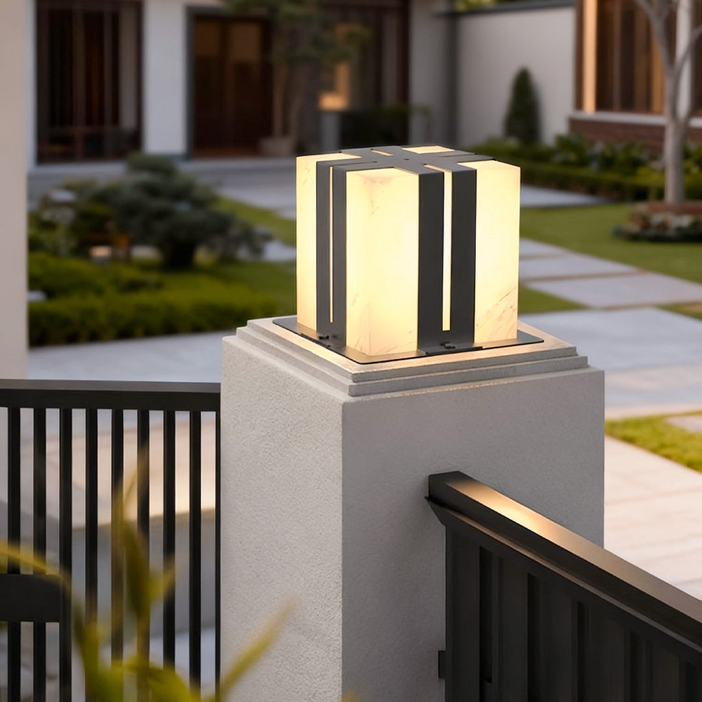 WINDSOR FAUX MARBLE OUTDOOR PILLAR LANTERN