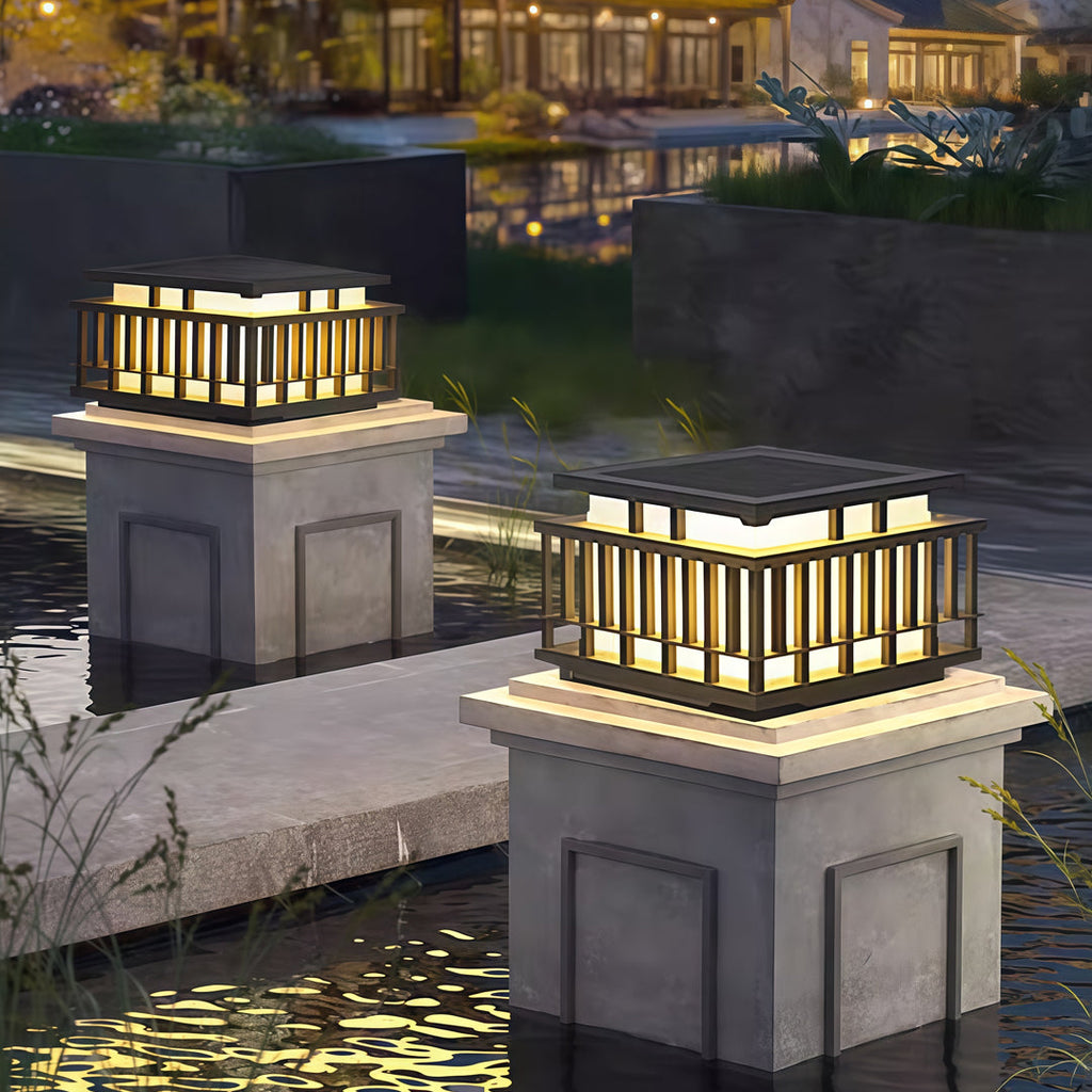 WINTHROP STAINLESS STEEL GARDEN PILLAR LANTERN