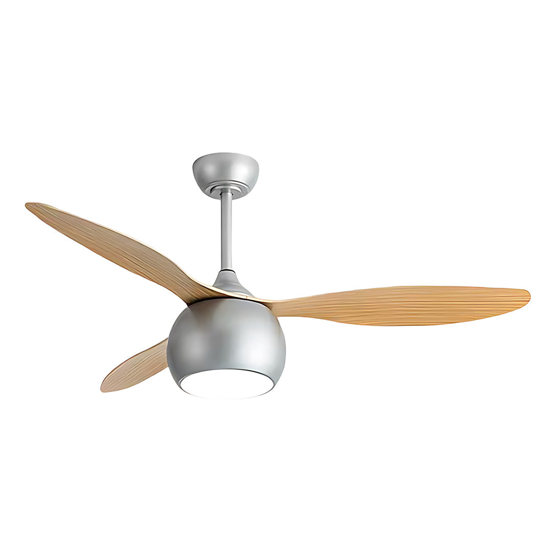 WINTHROP SILVER WHIRL CEILING FAN WITH LIGHT WOOD GRAIN LED ILLUMINATION