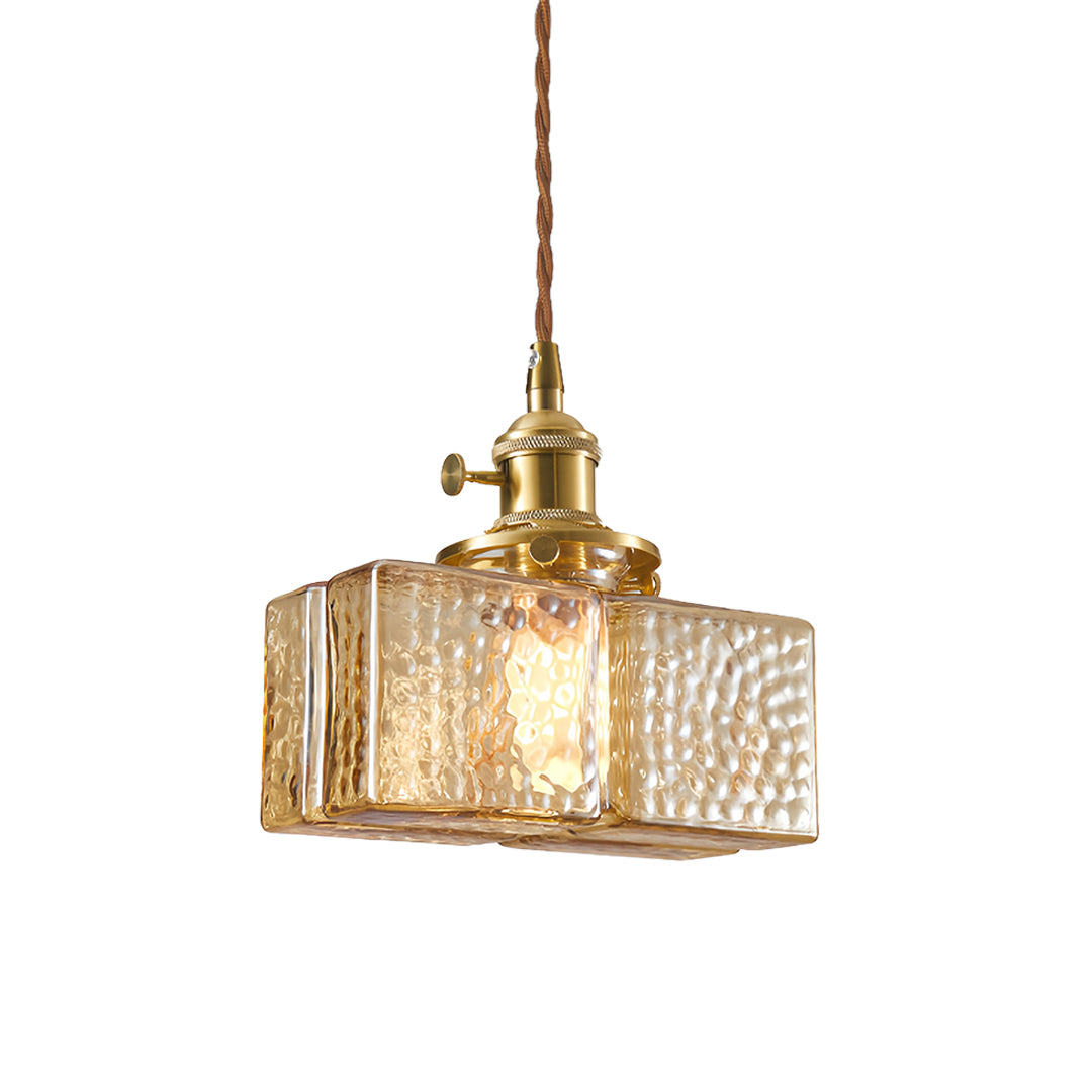 WINDSOR SQUARE GLASS HANGING LANTERN IN ANTIQUE BRASS